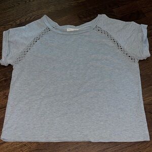 Stylish Gray Short Sleeve Women's Top with cutouts